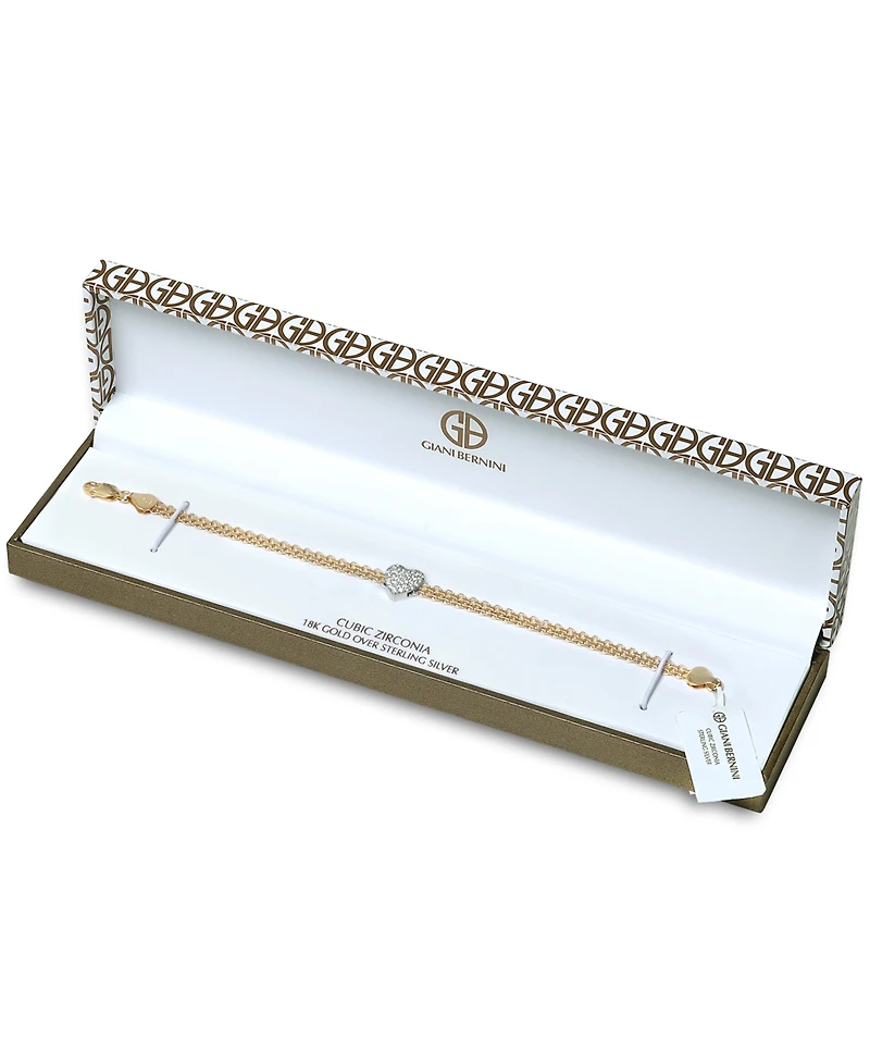 Giani Bernini Cubic Zirconia Heart Bismark Chain Bracelet, Created for Macy's