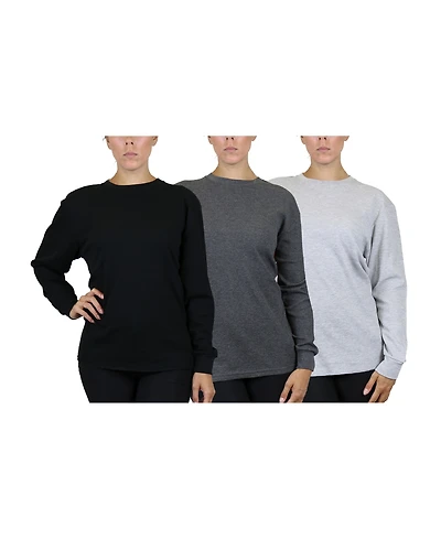 Women's Loose Fit Waffle Knit Thermal Shirt, Pack of 3