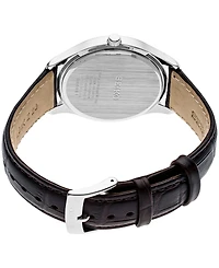 Seiko Men's Essential Brown Leather Strap Watch 39.4mm