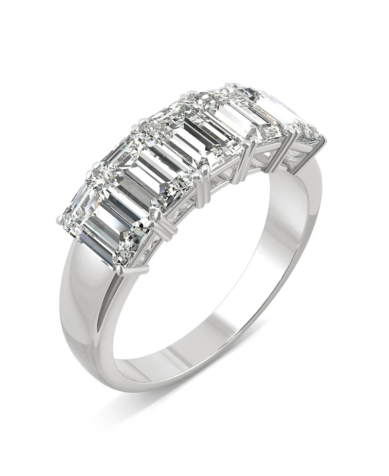 Moissanite Emerald Five Stone Band 2-9/10 ct. t.w. Diamond Equivalent 14k White Gold
