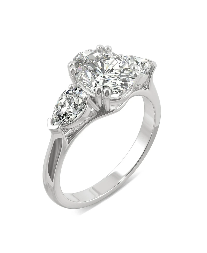 Moissanite Three Stone Engagement Ring 3 ct. t.w. Diamond Equivalent 14k White Gold