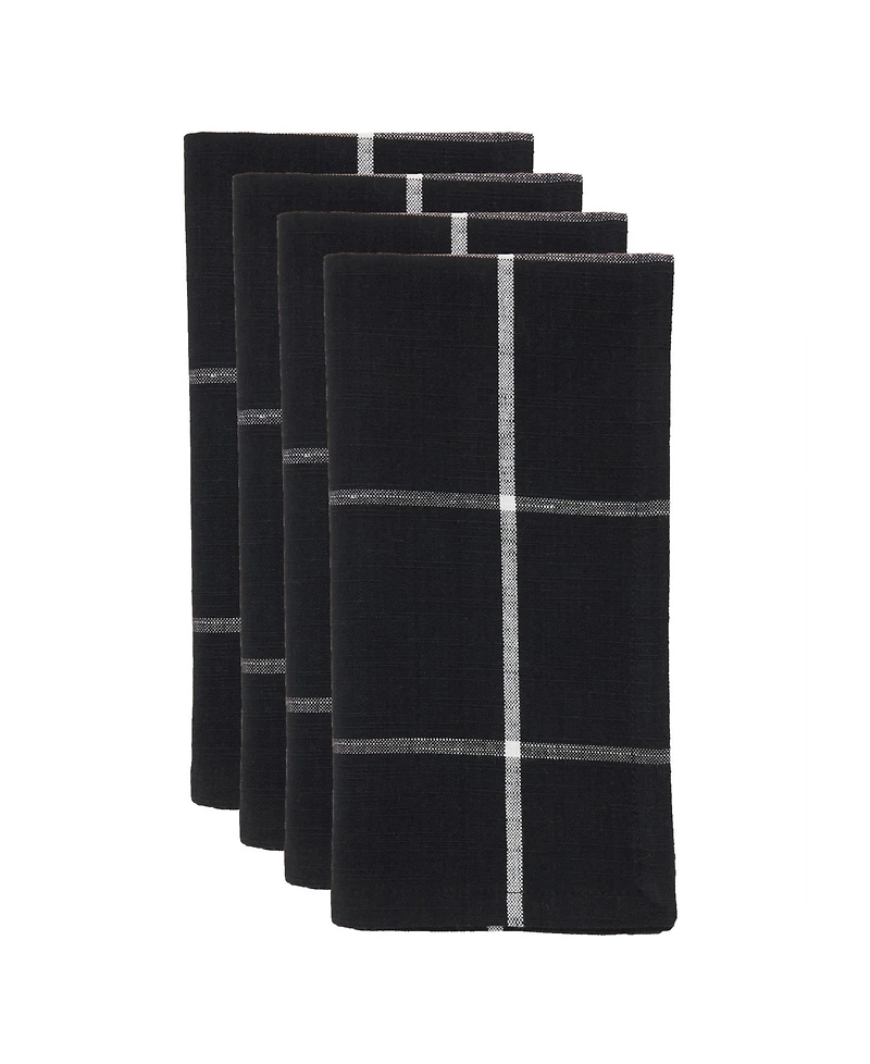 Saro Lifestyle Cotton Table Napkins with Simple Plaid Design, Set of 4, 20" x