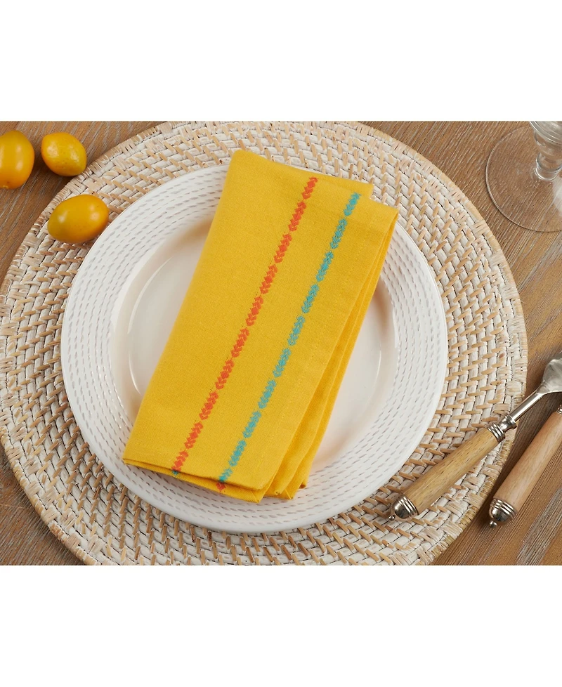 Saro Lifestyle Table Napkins with Dobby Border Design, Set of 4, 18" x 18"
