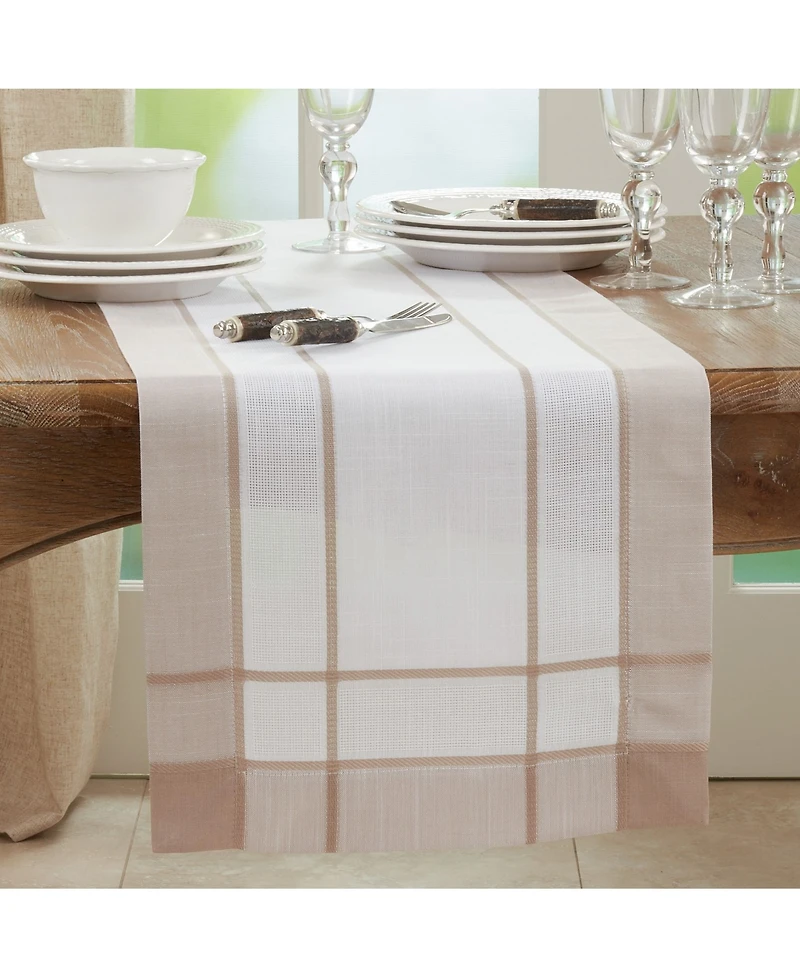 Saro Lifestyle Long Table Runner with Banded Border Design