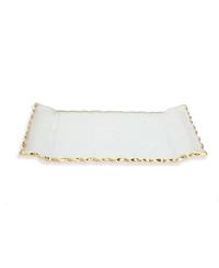 Classic Touch 11"L Glass Oblong Tray With Gold Tray