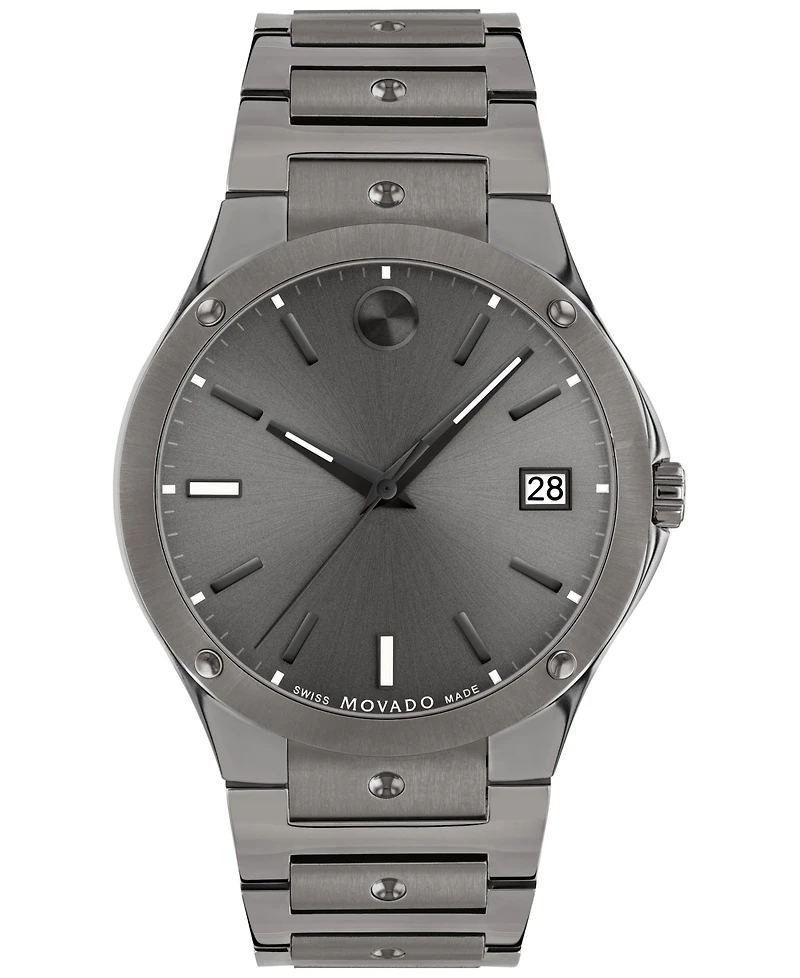 Movado Men's Swiss Se Gray Pvd Bracelet Watch 41mm