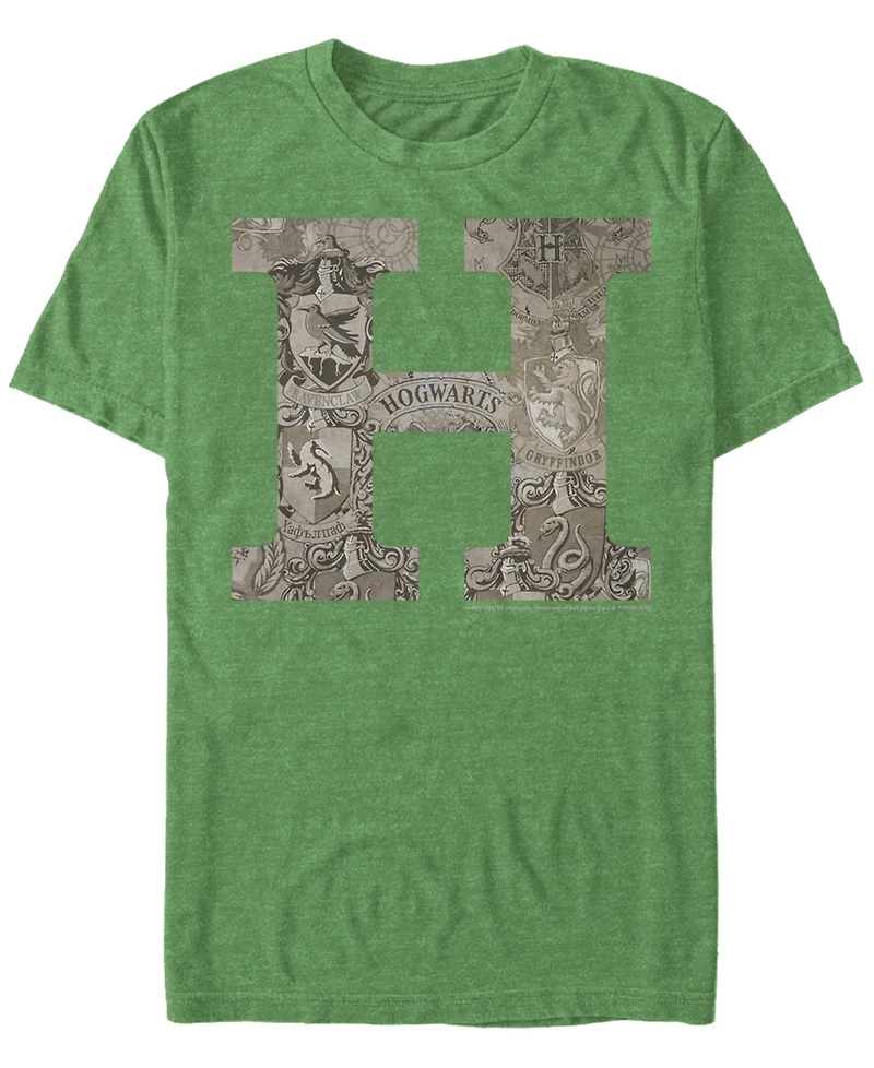 Fifth Sun Men's Vintage-Like Hogwarts Short Sleeve Crew T-shirt
