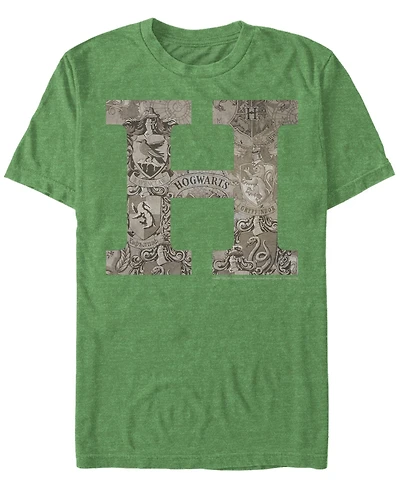 Fifth Sun Men's Vintage-Like Hogwarts Short Sleeve Crew T-shirt
