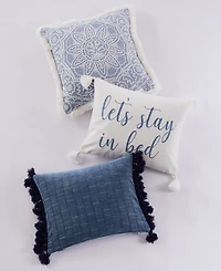 Levtex Bennett Fringe Embroidered Decorative Pillow, 18" x 18"