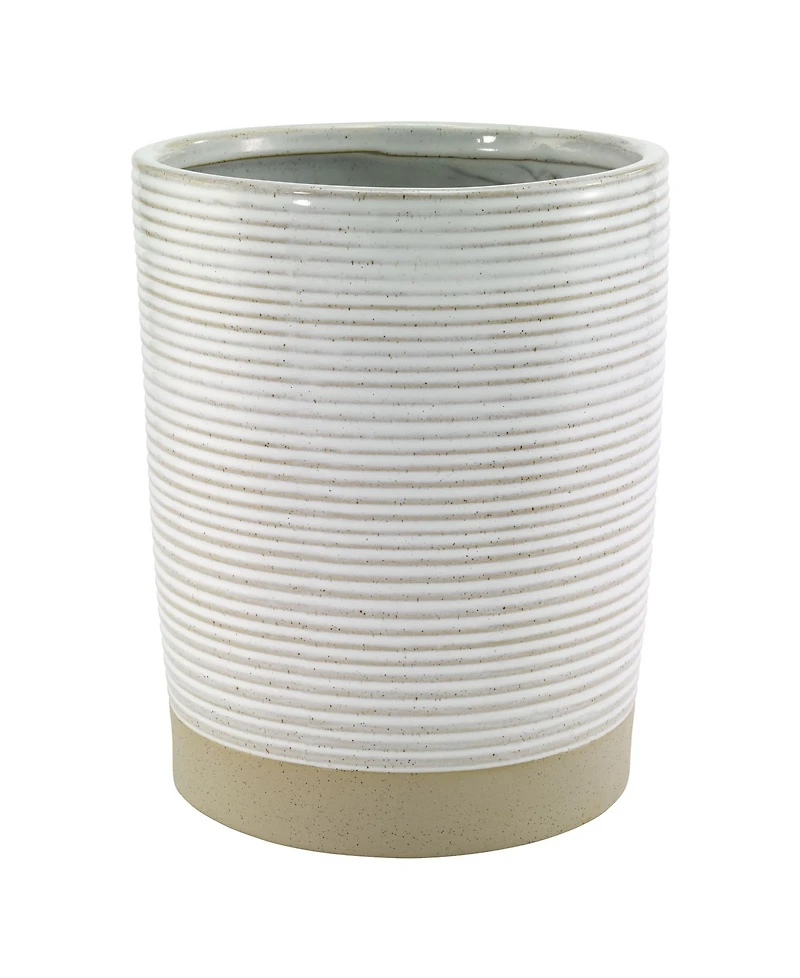 Avanti Drift Lines Textured Ribbed Ceramic Wastebasket