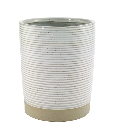 Avanti Drift Lines Textured Ribbed Ceramic Wastebasket