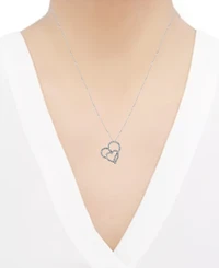 Diamond Double Heart Pendant Necklace (1 ct. t.w.) in 10k White Gold, 16" + 2" extender