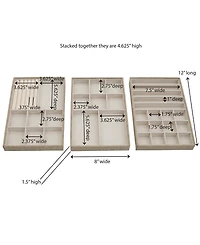Household Essentials Stackable Jewelry Trays, Set of 3