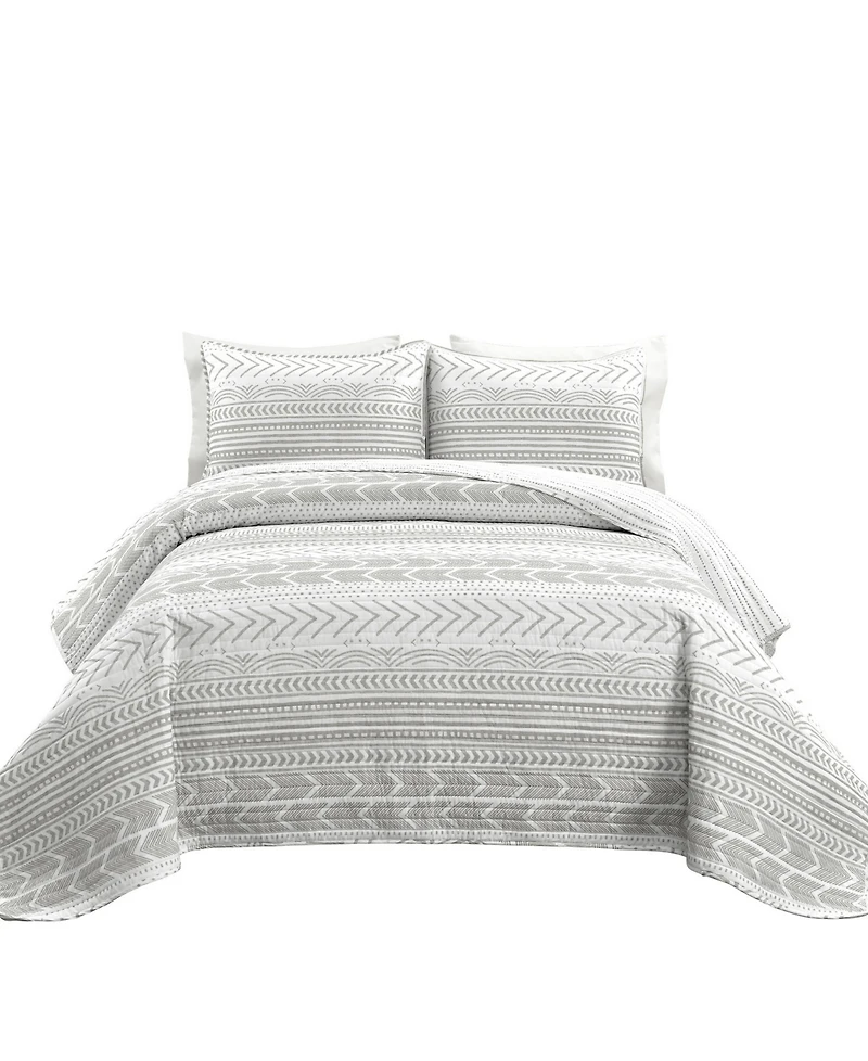 Lush Decor Hygge Geo 3 Piece Quilt Set, King