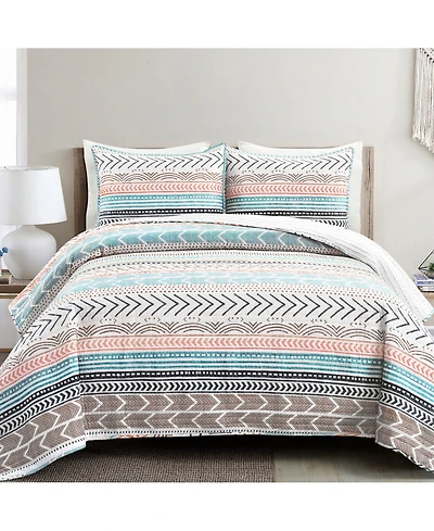 Lush Decor Hygge Geo 3 Piece Quilt Set, King