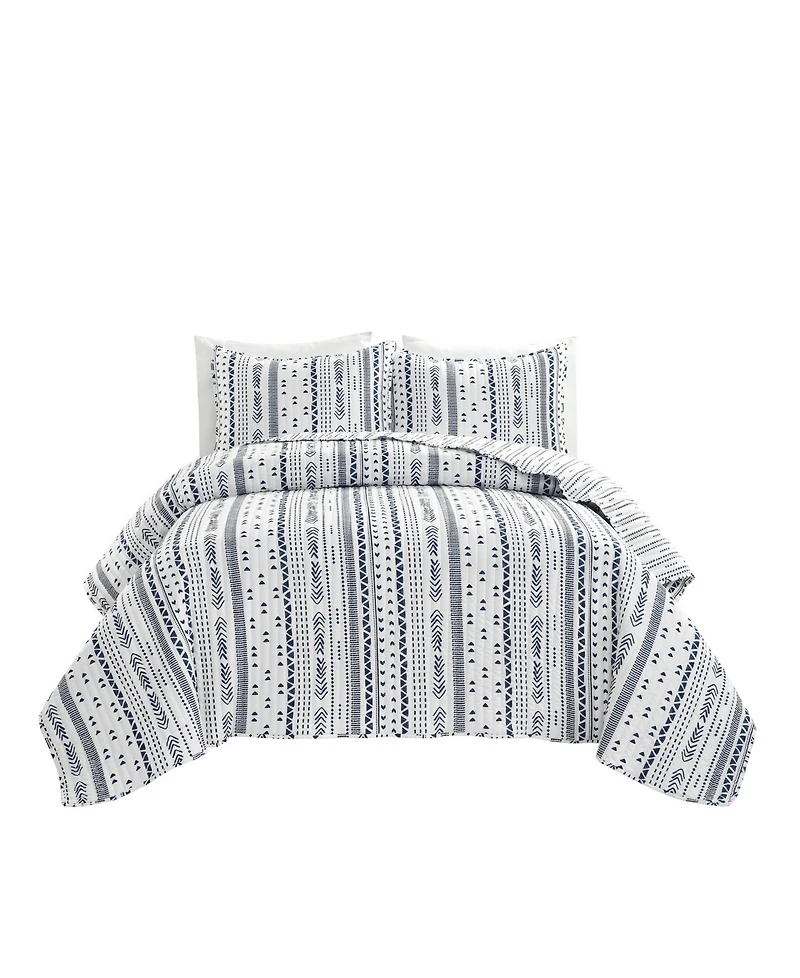 Lush Decor Hygge Stripe 3 Piece Quilt Set, Full/Queen