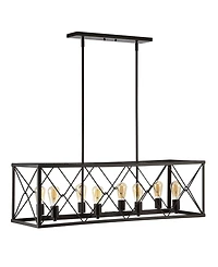 Galax 8-Light Adjustable Iron Farmhouse Industrial Led Dimmable Pendant