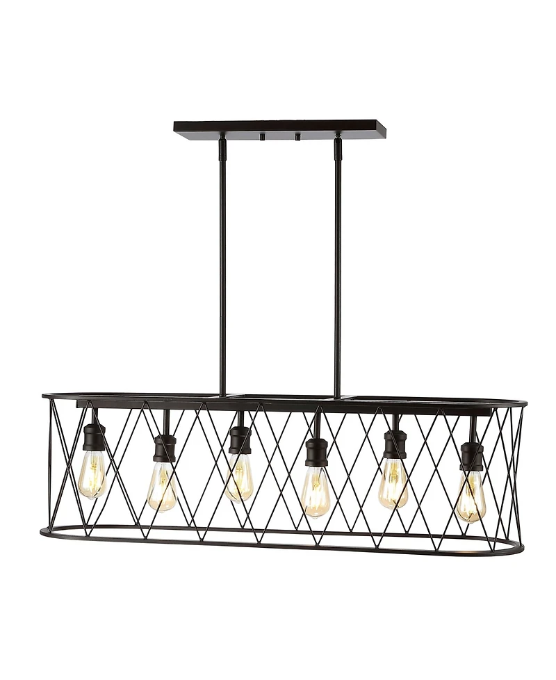 Marion 6-Light Adjustable Iron Farmhouse Rustic Led Dimmable Pendant