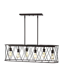 Marion 6-Light Adjustable Iron Farmhouse Rustic Led Dimmable Pendant