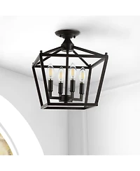 Plains Mini Lantern 4-Light Iron Modern Farmhouse Led Flush Mount