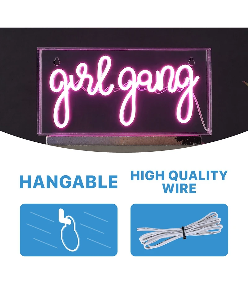 Girl Gang Contemporary Glam Acrylic Box Usb Operated Led Neon Light