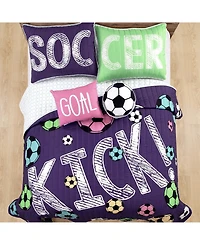 Lush Decor Kids Girls Soccer Kick -Pc. Quilt Set