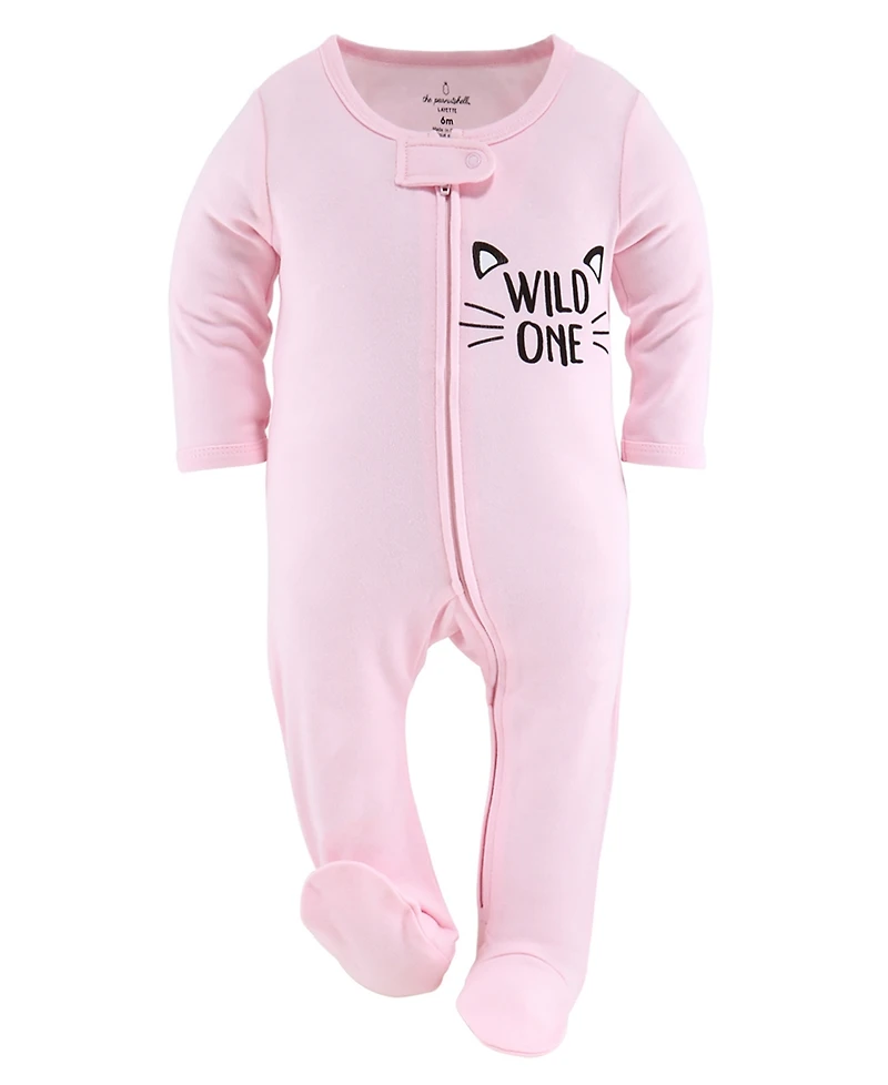 The Peanutshell Baby Girls Sleep n Play Footed Pajamas Sleepwear Set, 6-9 Months, Newborn, 3-Pack