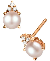 Cultured Freshwater Pearl (4-1/2mm) & Diamond Accent Stud Earrings