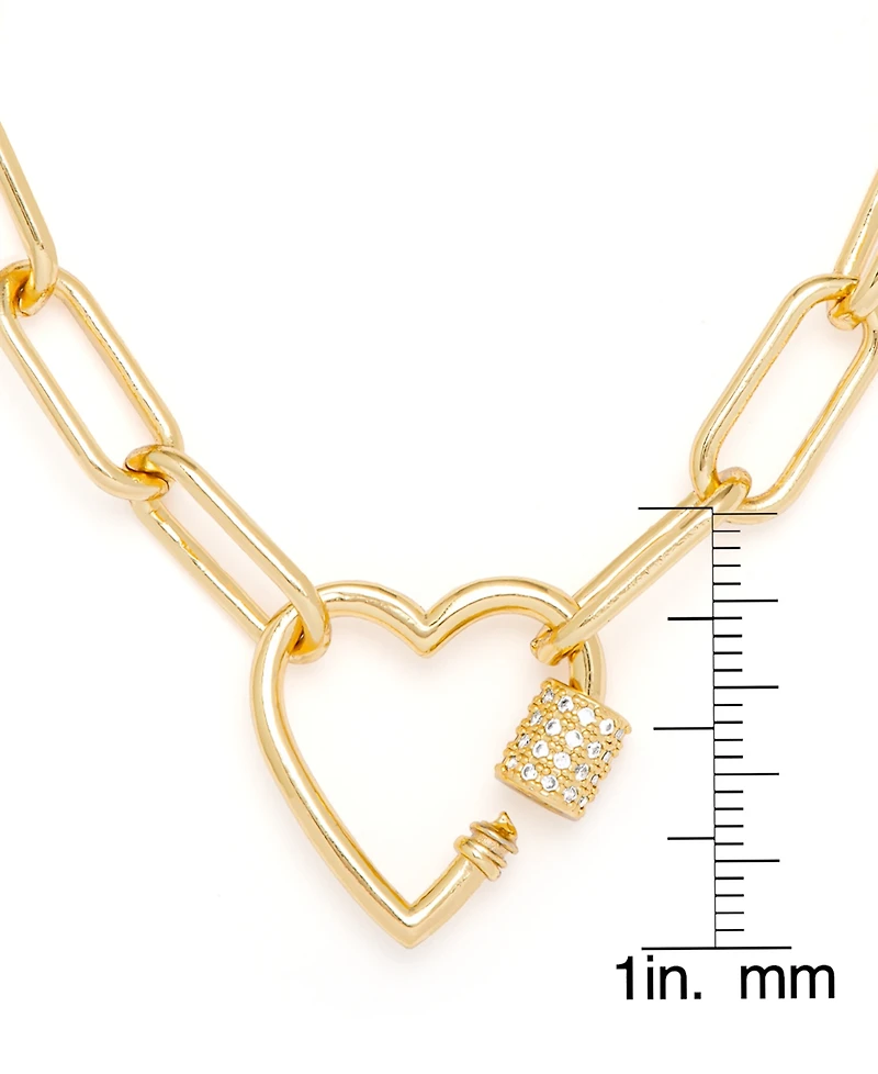 Cubic Zirconia Link Heart Bracelet Yellow Gold or Rose Plate