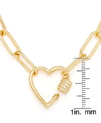 Cubic Zirconia Link Heart Bracelet Yellow Gold or Rose Plate