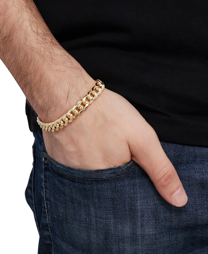 Lightweight Men's Cuban Chain Link Bracelet (10mm) in 14k Gold