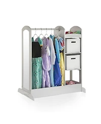 Guidecraft See and Store Dress Up Center - Natural: Kids' Clothes Costume Storage Rack, Pretend Play Closet Organizer with Mirror