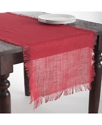 Saro Lifestyle Fringed Jute Tablecloth Or Runner, 20" x 70"