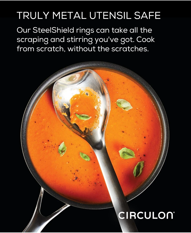 Circulon SteelShield C-Series Tri-Ply Clad Nonstick Saucepan with Lid, 2-Quart, Silver