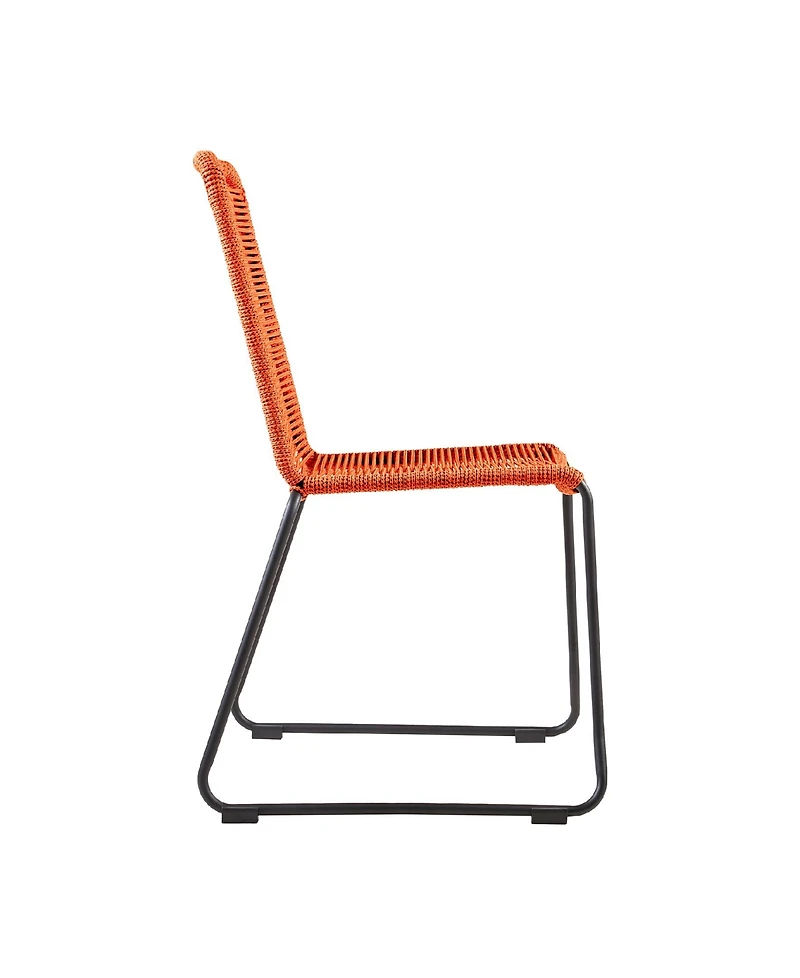 Shasta Outdoor Metal and Rope Stackable Dining Chair, Set of 2