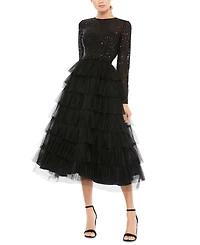 Mac Duggal Sequin-Top A-Line Dress
