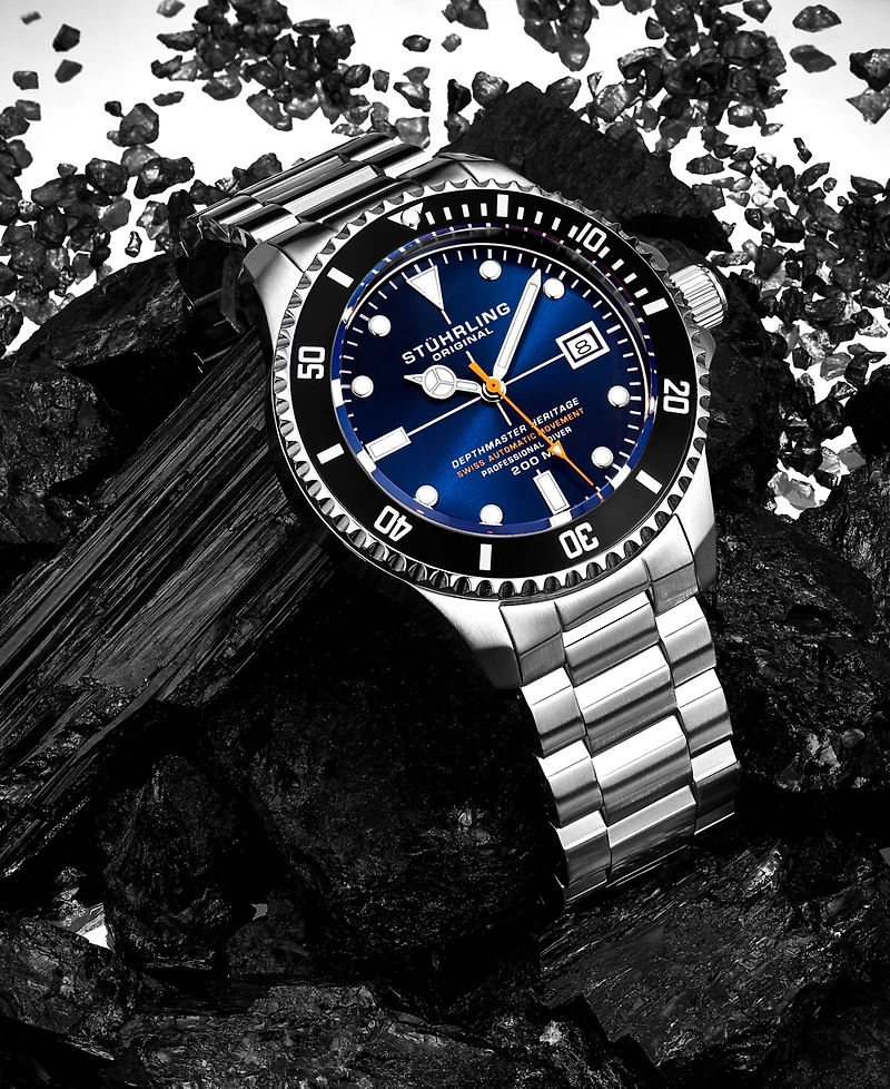 Men's Swiss Automatic Silver-Tone Stainless Steel Bracelet Watch 42mm