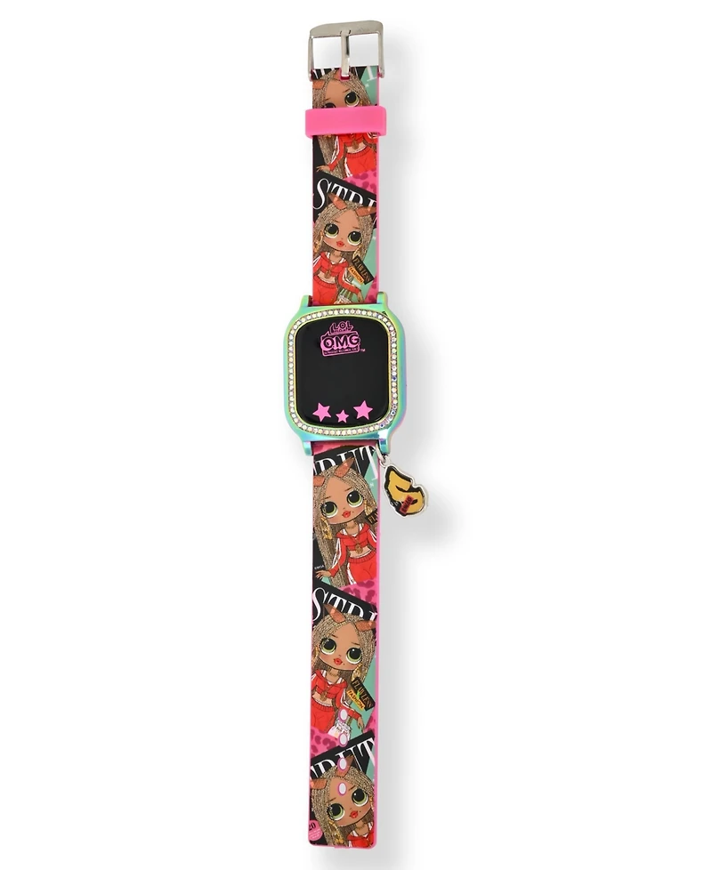 Omg Kid's Touch Screen Pink Silicone Strap Led Watch, with Hanging Charm 36mm x 33 mm