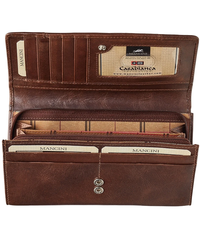 Mancini Casablanca Collection Rfid Secure Ladies Clutch Wallet