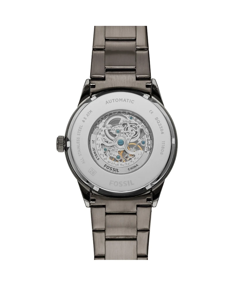 Fossil Men's Flynn Automatic Gunmetal Black Stainless Steel Watch 48mm