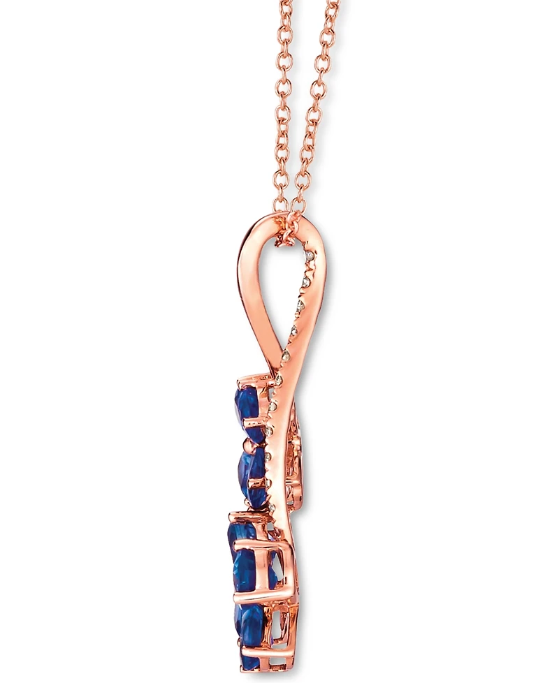 Le Vian Blueberry Sapphire (1-1/2 ct. t.w.) & Nude Diamond (1/10 ct. t.w.) Flower 18" Pendant Necklace in 14k Rose Gold