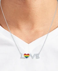 Diamond Accent Love Heart Pendant Necklace in Sterling Silver, 16" + 4" extender