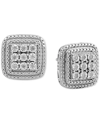 Diamond Cluster Stud Earrings (1/10 ct. t.w.) in Sterling Silver