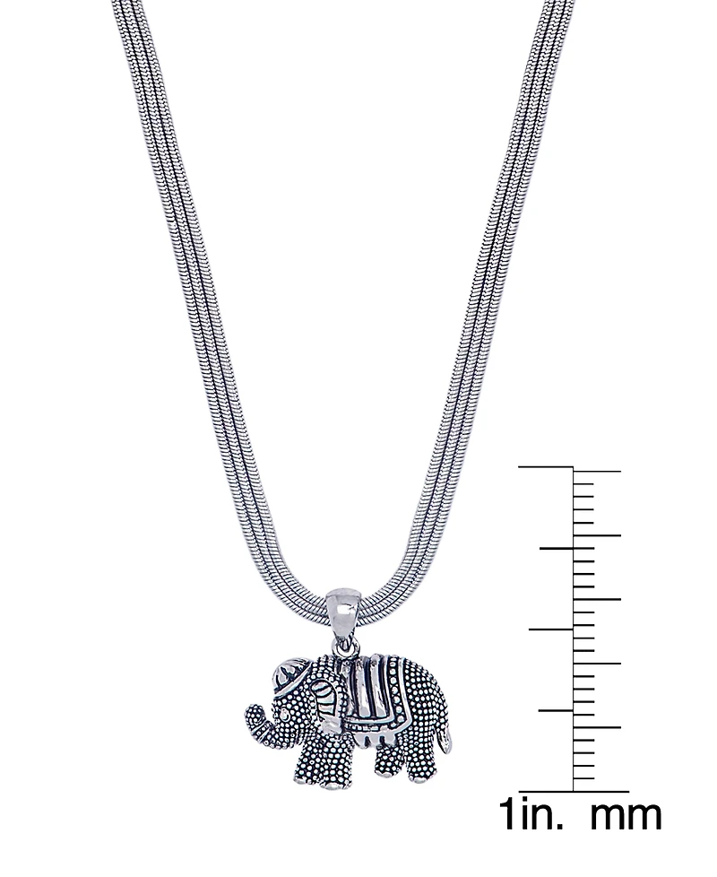 Elephant Pendant 18" Necklace in Silver Plate