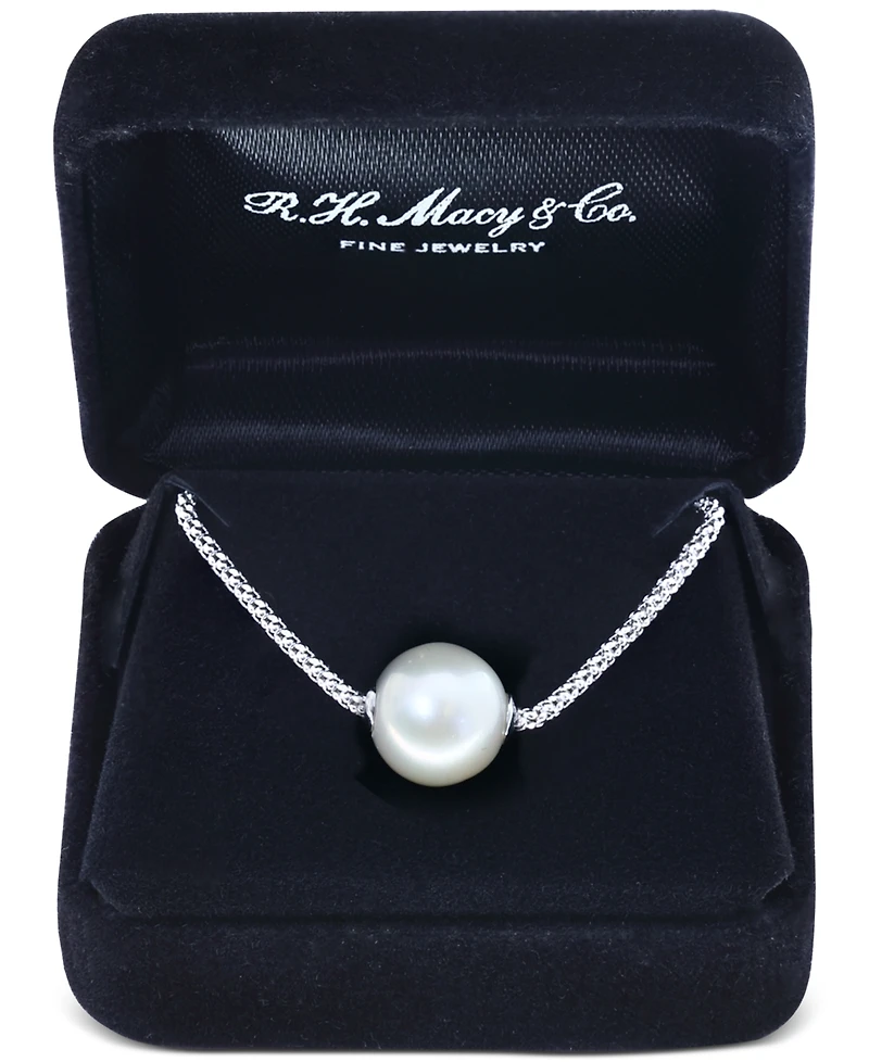 Effy White Cultured Freshwater Pearl Pendant Necklace in Sterling Silver, 16" + 2" extender (Also available in gray)