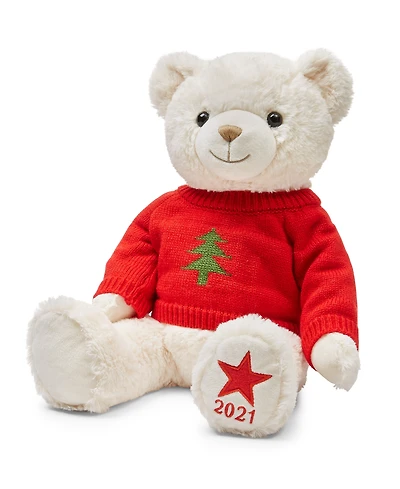 Holiday Lane Christmas Cheer Cream Plush Sitting Bear, Created for Macy's