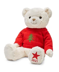 Holiday Lane Christmas Cheer Cream Plush Sitting Bear, Created for Macy's