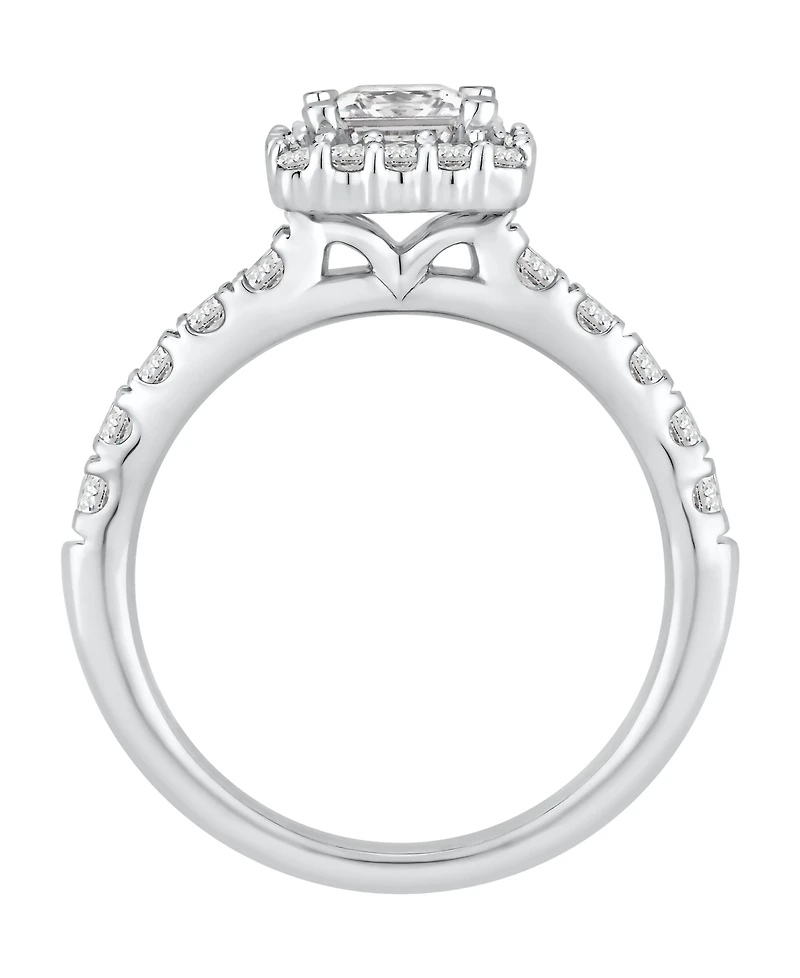 Gia Certified Diamond Princess Halo Bridal Set (1 1/2 ct. t.w.) in 14K White Gold