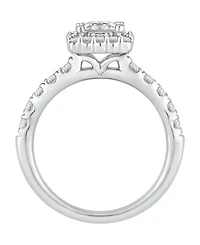 Gia Certified Diamond Princess Halo Bridal Set (1 1/2 ct. t.w.) in 14K White Gold