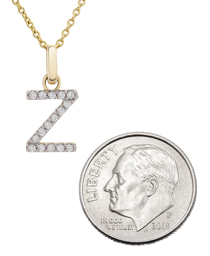 Diamond Initial Pendant Necklace (1/10 ct. t.w.) in 14k Gold, 17" + 1" Extender